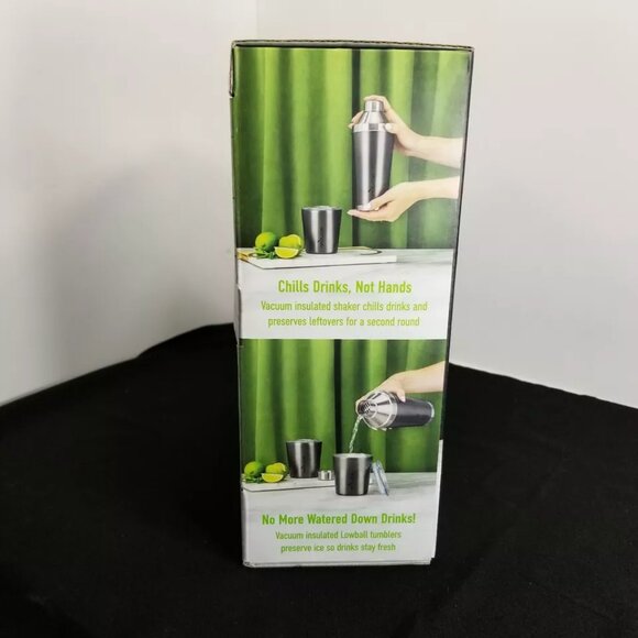 Reduce Cocktail 3-Piece Shaker Set with 10-oz. Lowball Tumblers (Slate) - NEW - Picture 6 of 7